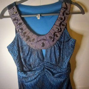 Women's Beaded neck line sleeveless shirt size S
